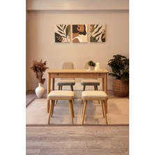 Maq Home Vina Mini Açılır Mutfak Balkon Masası 2 Sandalye 2 Tabureli Yemek Masası Takımı