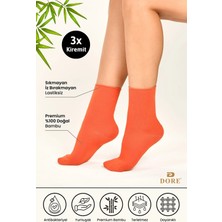 Dore Kadın 3 Çift Premium Yumuşak Konfor Modeli Lastiksiz & Dikişsiz Bambu Soket Çorap Kiremit 36-39