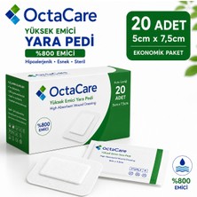 Octacare Yüksek Emici Yara Pedi (%800 Emici) Hipoalerjenik 5cm×7,5cm (20 Adet)