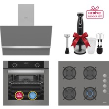 Simfer 10 Fonksiyon Airfry Plus Gri Ankastre Set (8217 Fırın + 3538 Ocak + 8740 Davlumbaz)