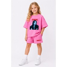 Fasardi Manifest Girls Mina Baskılı Oversize %100 Pamuk Tişört Şort 2li Çocuk Takım