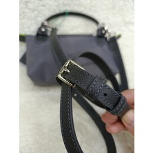 Alisa Bag Le Plıage Xs Pouch Graphıte-Füme Uyumlu Hakiki Deri Askı Seti