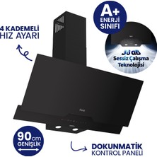 Ferre D067-SA Siyah Ultra Sessiz Silentart 90 cm Davlumbaz