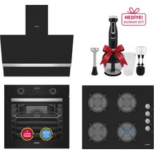 Simfer 10 Fonksiyon Airfry Siyah Digital Ankastre Set (Fırın + Ocak + Davlumbaz)