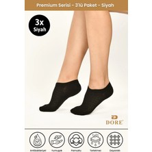 Dore Orijnal Terletmeyen 3 Çift Görünmez Spor Ayakkabı Sneaker Premium Pamuklu Konfor Modeli Patik Çorap Siyah 36-39