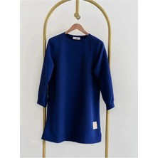Exit Collection Kadın Bisiklet Yaka Mevsimlik Tesettür Yırtmaçlı Armalı Tunik Sweat Sweatshirt