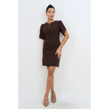 Dorne Moda Özel Seri Düğme Detaylı Mini Elbise - Düğün - Mezuniyet - Ofis Şıklığı