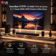 Lg Soundbar S75TR | Lg Qned Tv'ler ile Uyumlu, 5.1.1 Kanal, 600W, Wow Orkestra, Dolby Atmos
