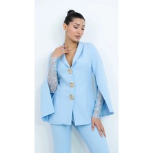 Dorne Moda Özel Koleksiyon Dantel Detaylı Takım Elbise - Düğün - Mezuniyet - Ofis Şıklığı