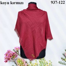 Soft İpek Soft Ipek Düz Renk Flamlı Pamuk Eşarp (Koyu Kırmızı) 937-122