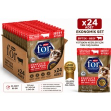 Flexi For Biftekli Yetişkin Kedi Yaş Maması 85 gr X24 Adet Ekonomik Set - Jöle Içinde Parça Et - Tam Yaş Mama