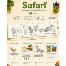 Kanvassepetinet Boyanabilir Kesilebilir Rulo Tuval Safari 8 Model Eğitici Çocuk Boyama Seti 160X30 cm