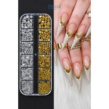 Misyul Tırnak Süsleme Krom Küre Charm Seti, Nail Art Tırnak Süslemesi