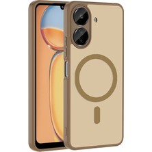 Gpack Xiaomi Poco C65 Kılıf Babet Magsafe Kablosuz Şej Şarj Özellikli Silikon Kahverengi