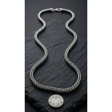 Roza Silver 925 Ayar Gümüş Erkek Tilki Kuyruğu Zincir Kolye - Kalın Örgü Model
