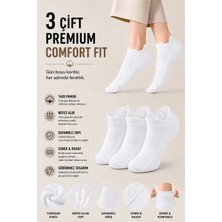 Dore 3 Çift Unisex Kulaklı Konfor Modeli Ter Emici Spor Ayakkabı Sneaker Pamuklu Bilek Boy Çorap Beyaz 36-39