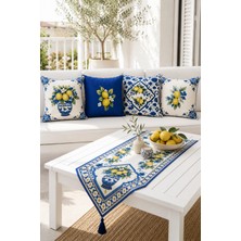 Luxeinci Limon Motifli 4 Kırlent Kılıfı ve 1 Runner Seti