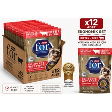 Flexi For Biftekli Yetişkin Kedi Yaş Maması 85 gr X12 Adet Ekonomik Set - Jöle Içinde Parça Et - Tam Yaş Mama