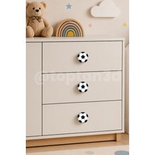 Toptan3D (5 Cm) Futbol Topu Dolap Kulpu, Mobilya Kulbu - Çocuk Oda Aksesuarı, Futbol Topu Kulp (Kulp Vidası Dahildir)