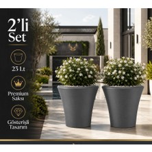 Hep İndirimli Beton Görünümlü Premium Plastik Saksı 38CM - 23LT