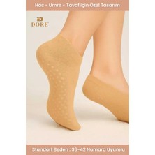 Dore Unisex Hac Umre Tavaf Için Kaymaz Taban Konforlu Kaydırmaz Patik Çorap Standart Beden 36-42 Bej
