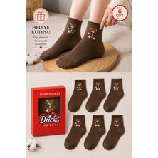 Ducks Socks Kadın Teddy Bear Çorap Hediye Kutulu Pamuklu Kısa Konç Ayıcıklı Çorap 6'lı Dikişsiz