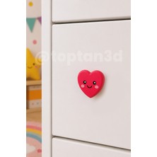 Toptan3D (5 Cm) Sevimli Kalp Dolap Kulpu, Mobilya Kulbu - Çocuk Oda Aksesuarı, Kalp Kulp (Kulp Vidası Dahildir)