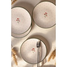 Keramika Red Bloom Pasta Tabağı 20 cm 4 Adet 23974