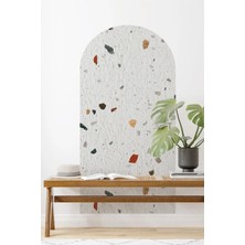Kanvassepetinet Kendiliğinden Yapışkanlı Kumaş Kanvas Dokulu Duvar Kağıdı Taş Desen Boho Bohem Tarz Oval Duvar