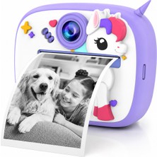 Beemen Termal Baskılı Çocuk Anında Baskı Fotoğraf Makinesi 1080P Çift Kameralı Termal Yazıcılı 2.4" IPS Ekranlı Eğitici Dijital Kamera