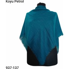 Soft İpek Soft Ipek Düz Renk Flamlı Pamuk Eşarp (Petrol) 937-137