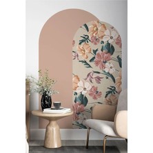 Kanvassepetinet Kendiliğinden Yapışkanlı Kumaş Kanvas Dokulu Duvar Kağıdı Çiçek Desen Çift Bohem Oval Duvar Sticker