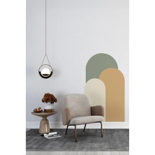 Kanvassepetinet Kendiliğinden Yapışkanlı Kumaş Kanvas Dokulu Duvar Kağıdı Bohem Oval Boho 3'lü Duvar  Tek Parça