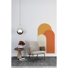 Kanvassepetinet Kendiliğinden Yapışkanlı Kumaş Kanvas Dokulu Duvar Kağıdı Bohem Oval Boho 3'lü Duvar  Tek Parça