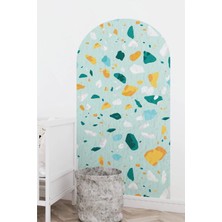 Kanvassepetinet Kendiliğinden Yapışkanlı Kumaş Kanvas Dokulu Duvar Kağıdı Taş Desen Boho Bohem Tarz Oval Duvar