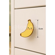 Toptan3D (5 Cm) Sevimli Muz Dolap Kulpu, Mobilya Kulbu - Çocuk Oda Aksesuarı, Muz Kulp (Kulp Vidası Dahildir)