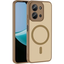 Gpack Xiaomi Redmi 15C Kılıf Babet Magsafe Kablosuz Şej Şarj Özellikli Silikon Kahverengi