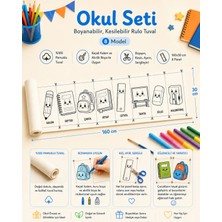 Kanvassepetinet Boyanabilir Kesilebilir Rulo Tuval Okul Seti 8 Model Eğitici Boyama Seti 160X30 cm