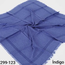 Soft İpek Soft Ipek Sim Şeritli Balık Sırtı Pamuk Eşarp (Indigo ) 299-123