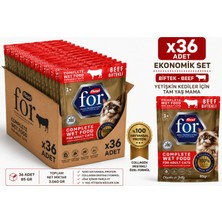Flexi For Biftekli Yetişkin Kedi Yaş Maması 85 gr X36 Adet Ekonomik Set - Jöle Içinde Parça Et - Tam Yaş Mama