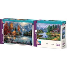 Farbu Oyuncak Yalnız Doğa ve Kuğu Gölü Ikili Set - 1000 + 500 Parça Ikili Puzzle Seti