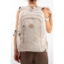 571 Collections Çanta Ultra Hafif Çok Cepli Su Geçirmez Sırt Çantası Unisex Desenli Krem (Model: 571-1D)