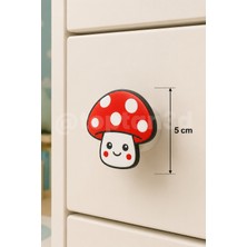 Toptan3D (5 Cm) Sevimli Mantar Dolap Kulpu, Mobilya Kulbu - Çocuk Oda Aksesuarı, Mantar Kulp (Kulp Vidası Dahildir)