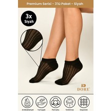 Dore Orijnal Terletmeyen 3 Çift Görünmez Spor Ayakkabı Sneaker Premium Pamuklu Konfor Modeli Patik Çorap Black 36-39
