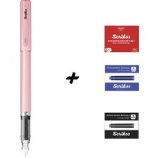 Scrikss Primeo Dolma Kalem Pembe & Kırmızı - Mavi - Siyah Kartuş Set