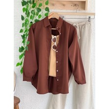 Exit Collection Abs Boyfriend Tesettür Kadın Gömlek - Uzun Kollu Oversize Kadın Gömlek