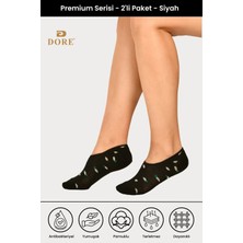 Dore Kadın 2 Çift Siyah Renkli Set Premium Pamuklu Terletmeyen Görünmez Babet Çorap Seti 36-39