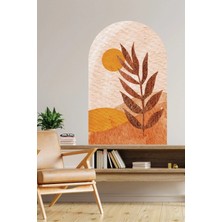 Kanvassepetinet Kendiliğinden Yapışkanlı Kumaş Kanvas Dokulu Duvar Kağıdı Boho Bohem Tarz Yaprak ve Güneş Temalı