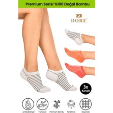 Dore 3 Çift Bambu Ultra Comfort Terletmeyen Yumuşak Lastiksiz Dikişsiz Premium Kısa Çorap Beyaz - Turuncu - Nar Çiçeği 36-39