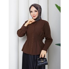Exit Collection Terikoton Kumaş - Beli Korseli Korse Destekli - Kadın Tesettür Gömlek